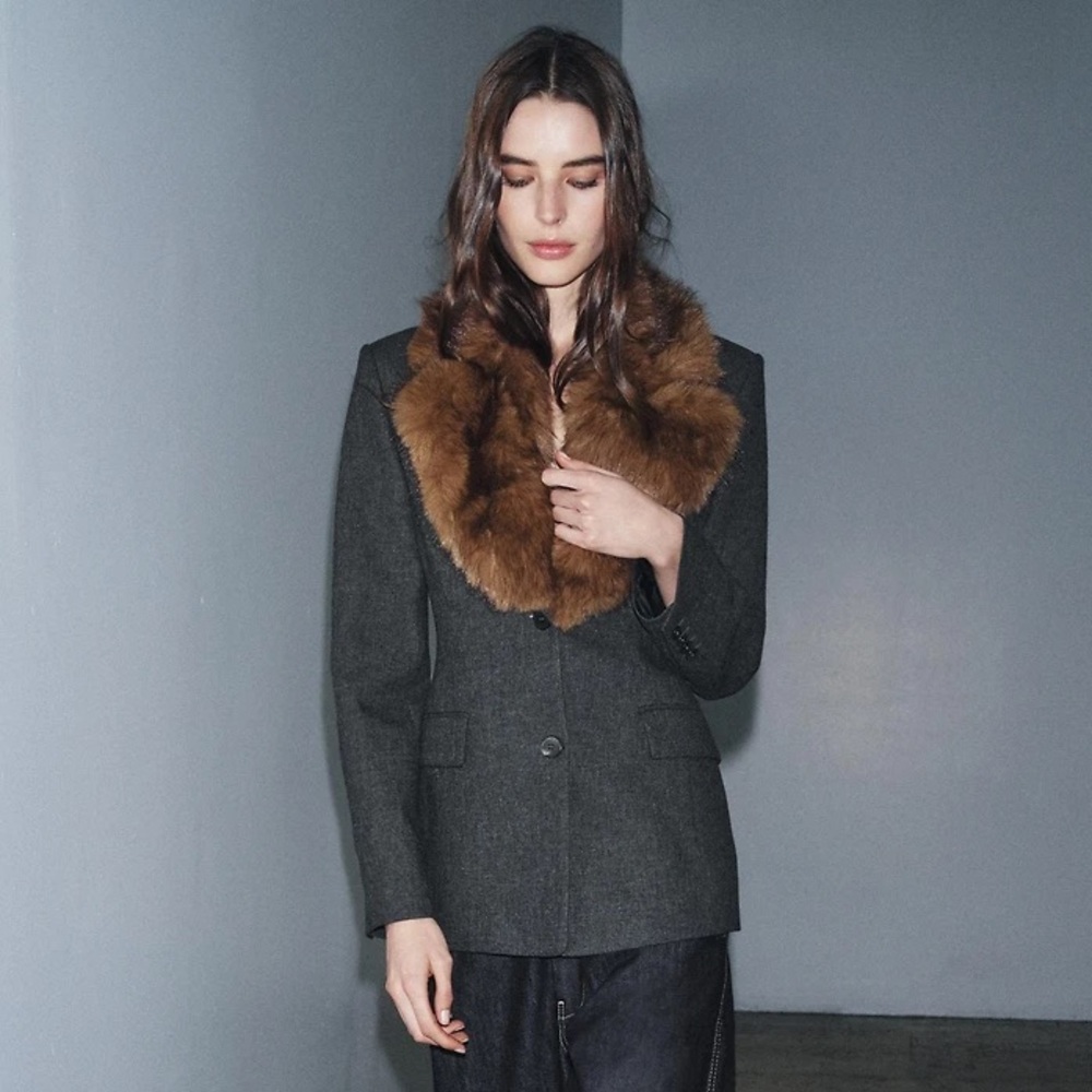 NWT Zara Woman Bloggers Fav FITTED BLAZER WITH FAUX FUR COLLAR ZW COLLECTION XL